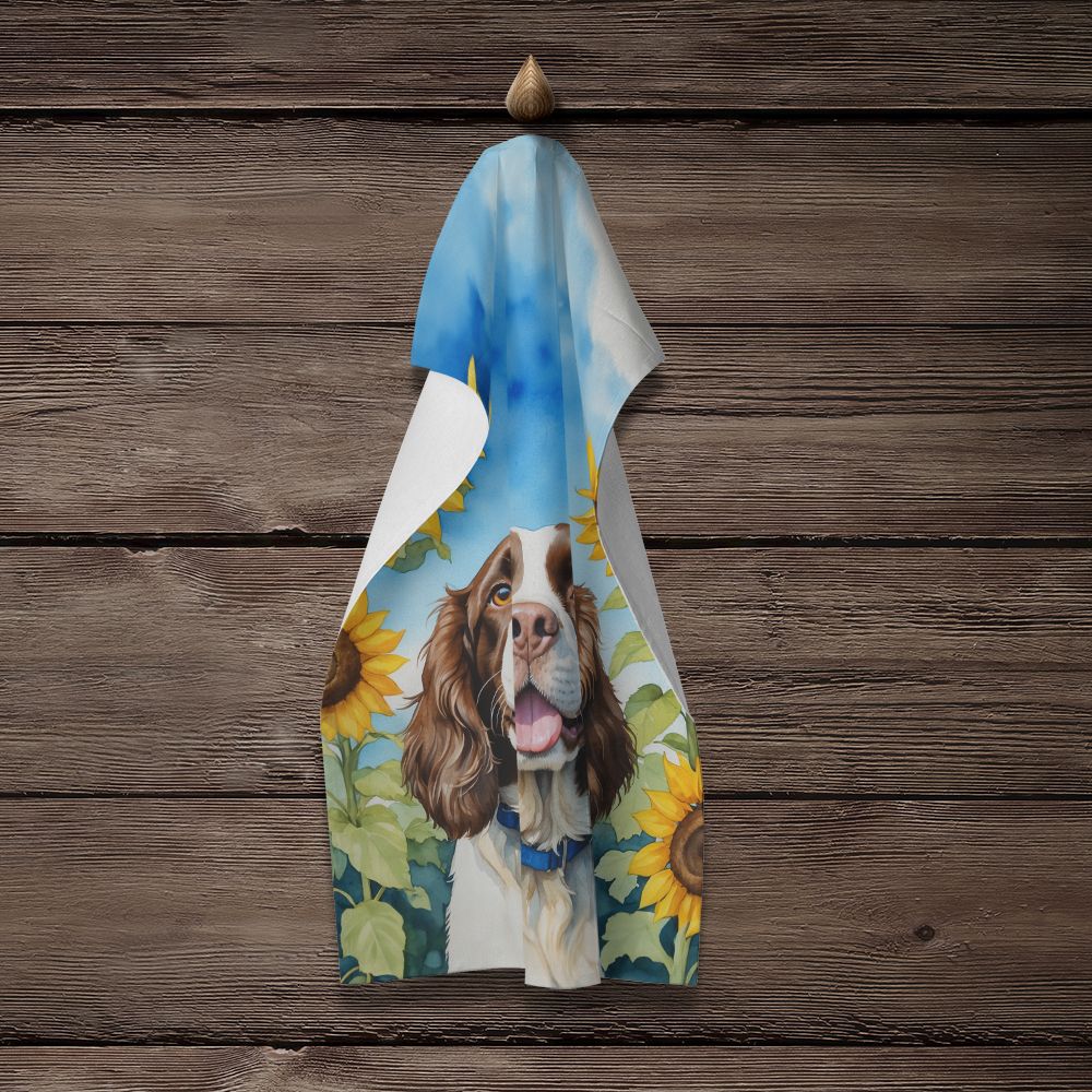 English Springer Spaniel in Sunflowers Kitchen Towel Dish Cloths Guest Hand Towel Decorative Bathroom Towel for Face,Tea, Dishcloth, Kitchen and Bath