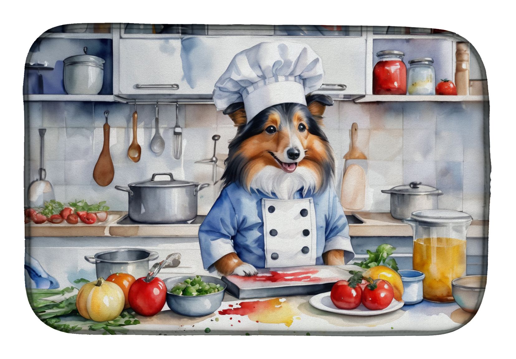 Sheltie The Chef Dish Drying Mat Absorbent Dish Drying Mat Pad for Kitchen Counter Dish Drainer Mat for Countertop, 14 x 21", Multicolor