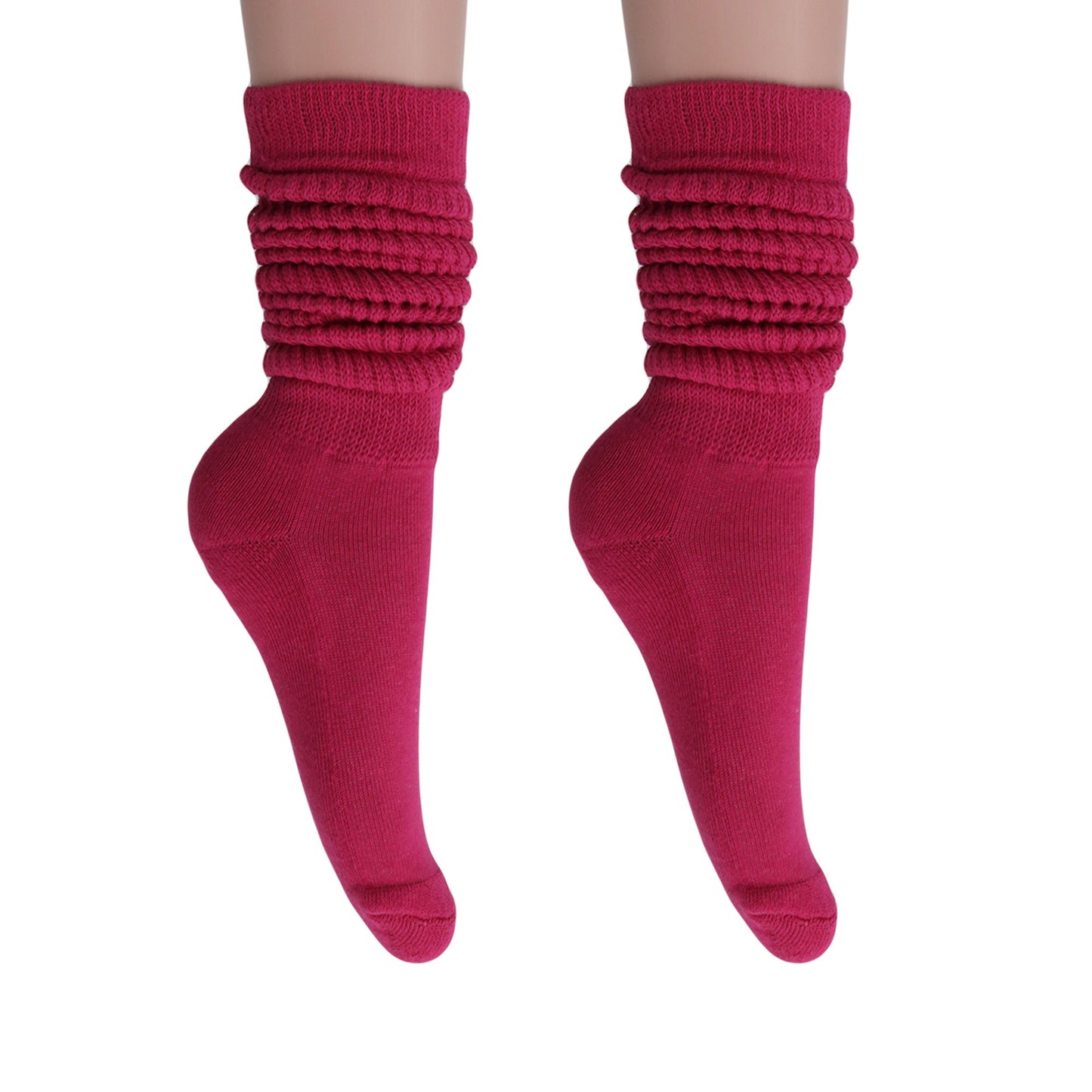 Women's Extra Long Slouch Scrunch Socks Knee High, Cotton Blend, Pack of 2, Fits Shoe Sizes 5-10, 80s Style, 28 Colors