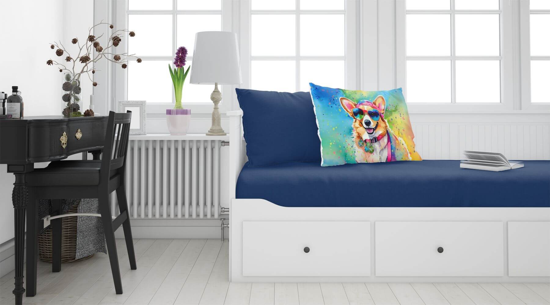Corgi Hippie Dawg Standard Pillowcase Lightweight Super Soft Easy Care Decorative Artwork Pillowcase, Standard