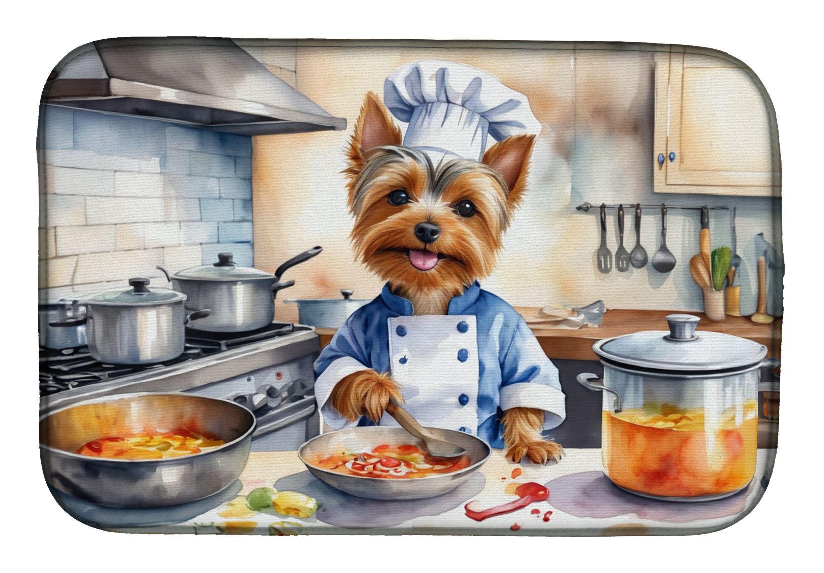 Silky Terrier The Chef Dish Drying Mat Absorbent Dish Drying Mat Pad for Kitchen Counter Dish Drainer Mat for Countertop, 14 x 21", Multicolor