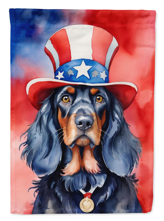Gordon Setter Patriotic American House Flag Large Porch Sleeve Pole Decorative Outside Yard Banner Artwork Wall Hanging, Polyester, House Size, Multicolor