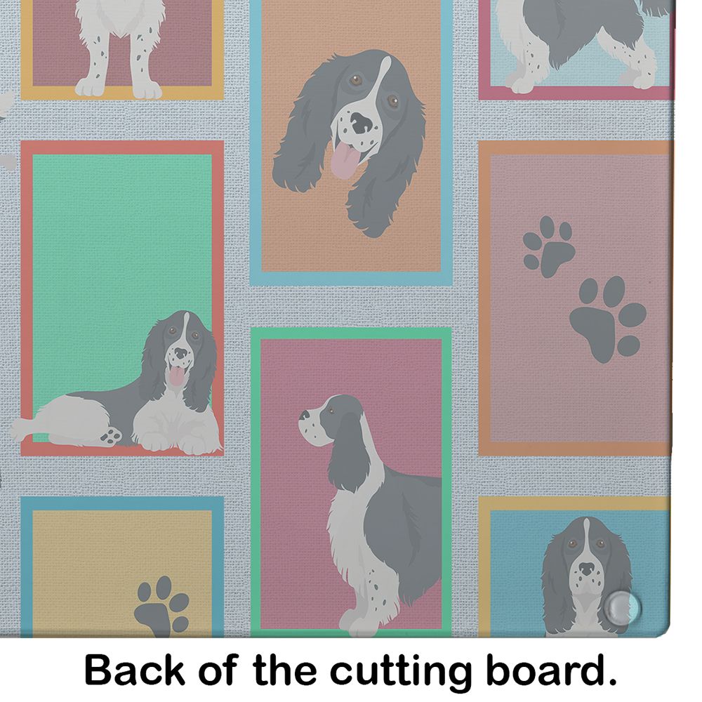 NEW Lots of Black and White English Springer Spaniel Glass Cutting Board Decorative Tempered Glass Kitchen Cutting and Serving Board Large Size Chopping Board