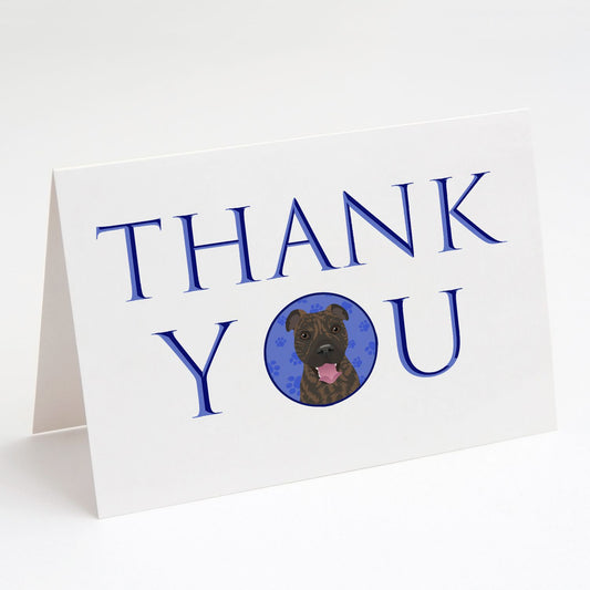 Pit Bull Brindle #1 Thank You Greeting Cards Pack of 8 Blank Cards with Envelopes Whimsical A7 Size 5x7 Blank Note Cards