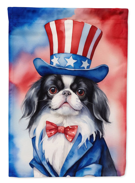 Japanese Chin Patriotic American House Flag Large Porch Sleeve Pole Decorative Outside Yard Banner Artwork Wall Hanging, Polyester, House Size, Multicolor