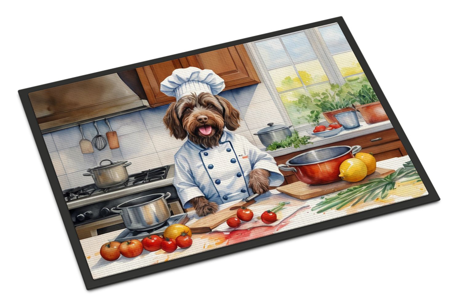 NEW Wirehaired Pointing Griffon The Chef Doormat Front Door Mat Indoor Outdoor Rugs for Entryway, Non Slip Washable Low Pile, 18H X 27W