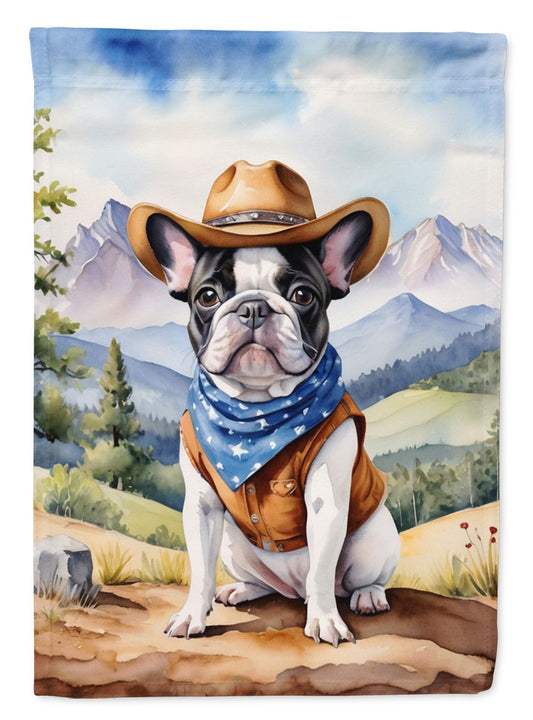 French Bulldog Cowboy Welcome Garden Flag Mailbox Flag Decorative Yard Flag Banner Outside Patio Artwork Yard Flower Beds, Garden Size, Multicolor
