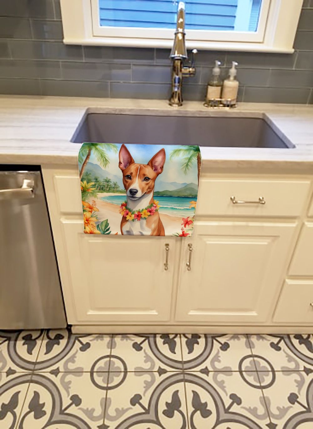 Basenji Luau Kitchen Towel Dish Cloths Guest Hand Towel Decorative Bathroom Towel for Face,Tea, Dishcloth, Kitchen and Bath