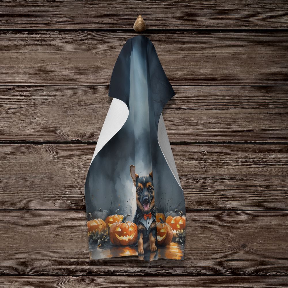 German Shepherd Puppy Halloween Kitchen Towel Dish Cloths Guest Hand Towel Decorative Bathroom Towel for Face,Tea, Dishcloth, Kitchen and Bath