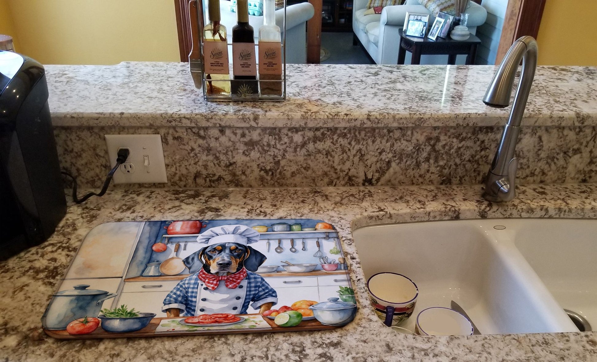 Bluetick Coonhound The Chef Dish Drying Mat Absorbent Dish Drying Mat Pad for Kitchen Counter Dish Drainer Mat for Countertop, 14 x 21", Multicolor