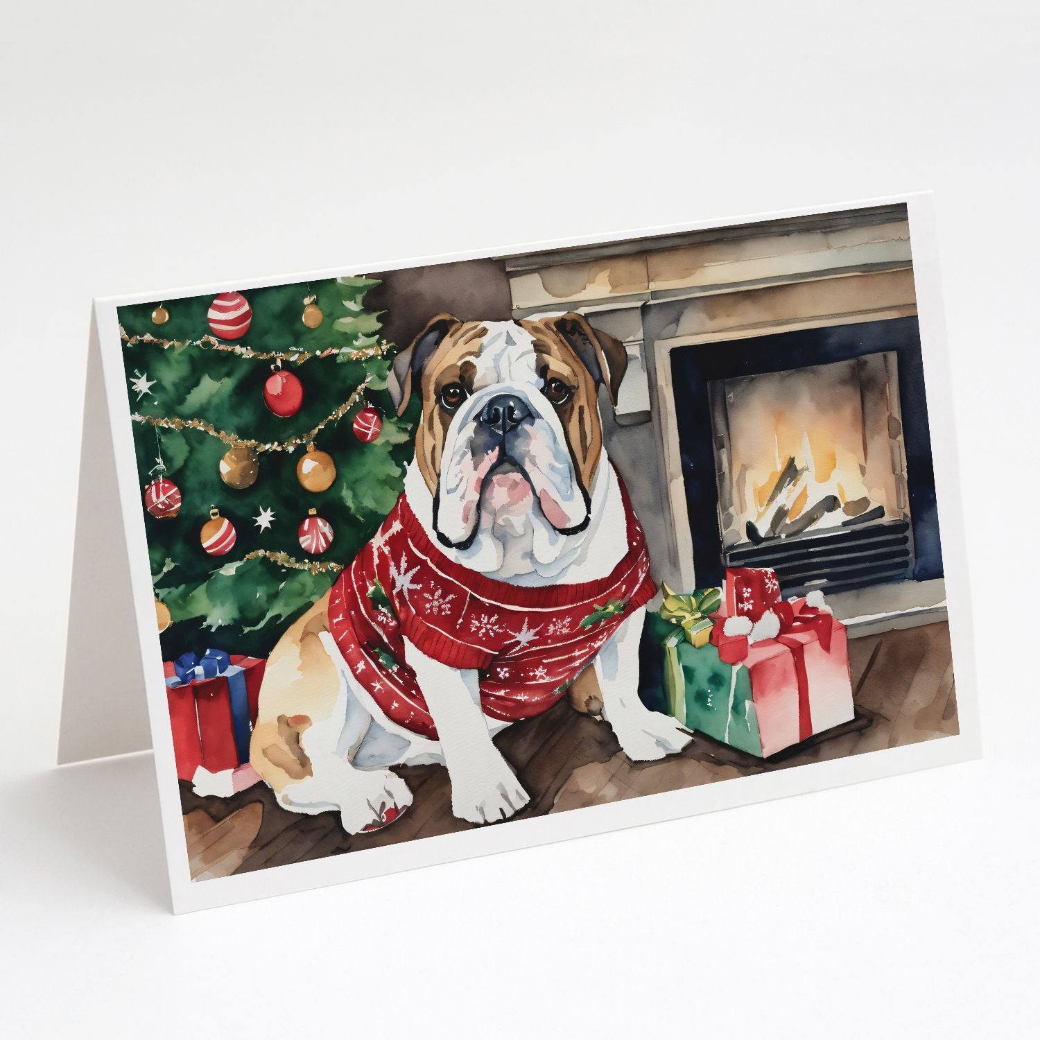 English Bulldog Christmas Greeting Cards Pack of 8 Blank Cards with Envelopes Whimsical A7 Size 5x7 Blank Note Cards