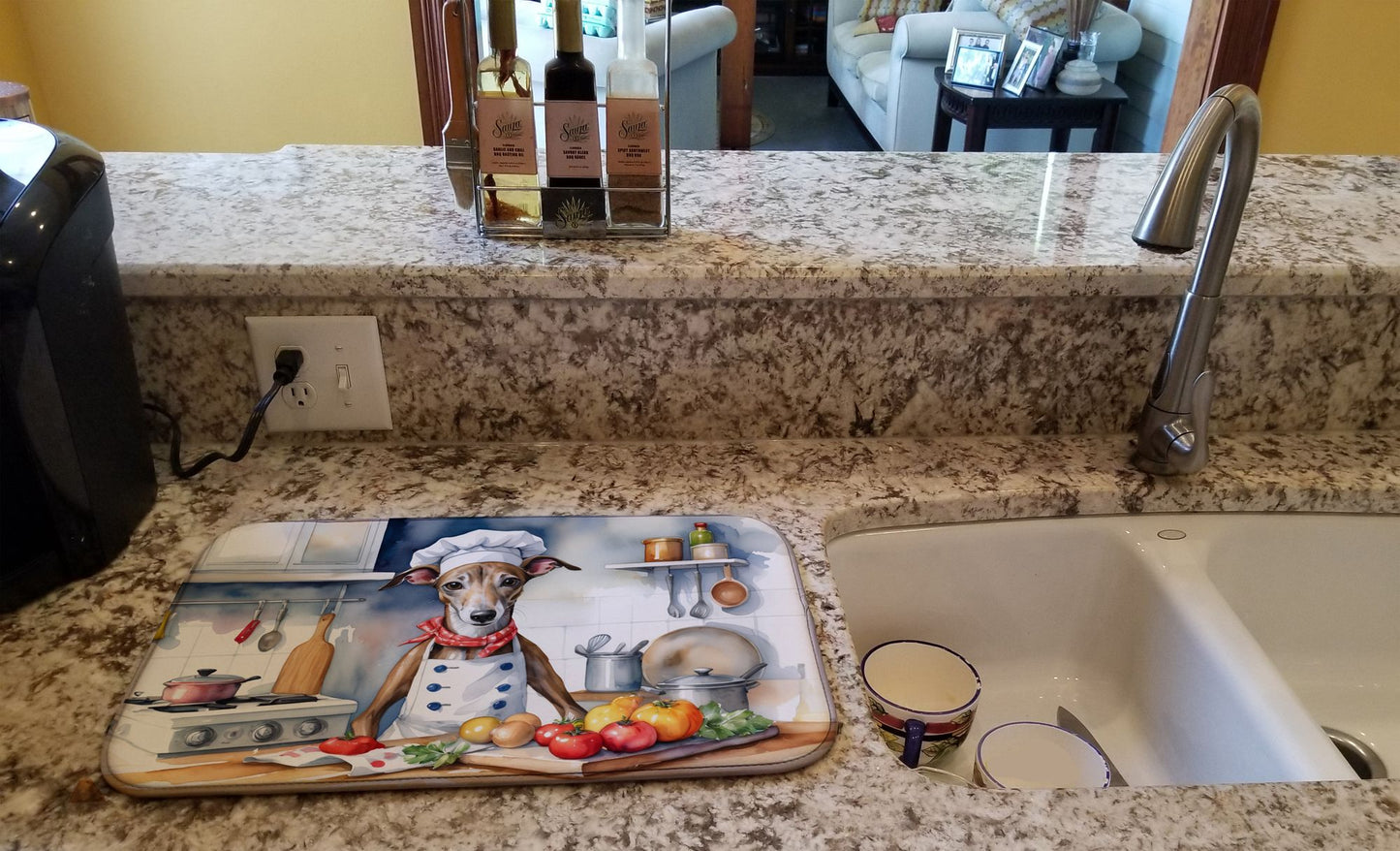 Greyhound The Chef Dish Drying Mat Absorbent Dish Drying Mat Pad for Kitchen Counter Dish Drainer Mat for Countertop, 14 x 21", Multicolor