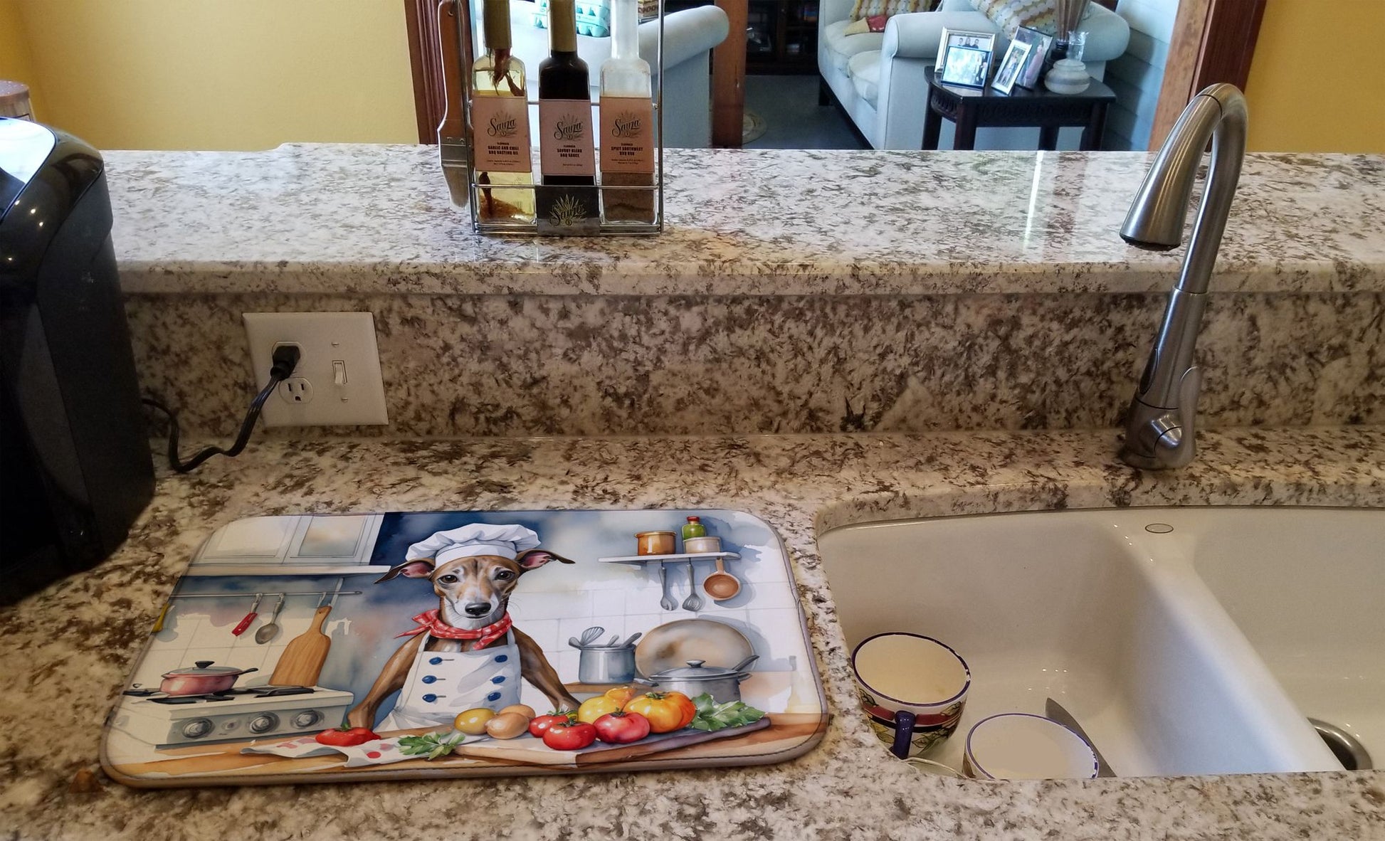 Greyhound The Chef Dish Drying Mat Absorbent Dish Drying Mat Pad for Kitchen Counter Dish Drainer Mat for Countertop, 14 x 21", Multicolor