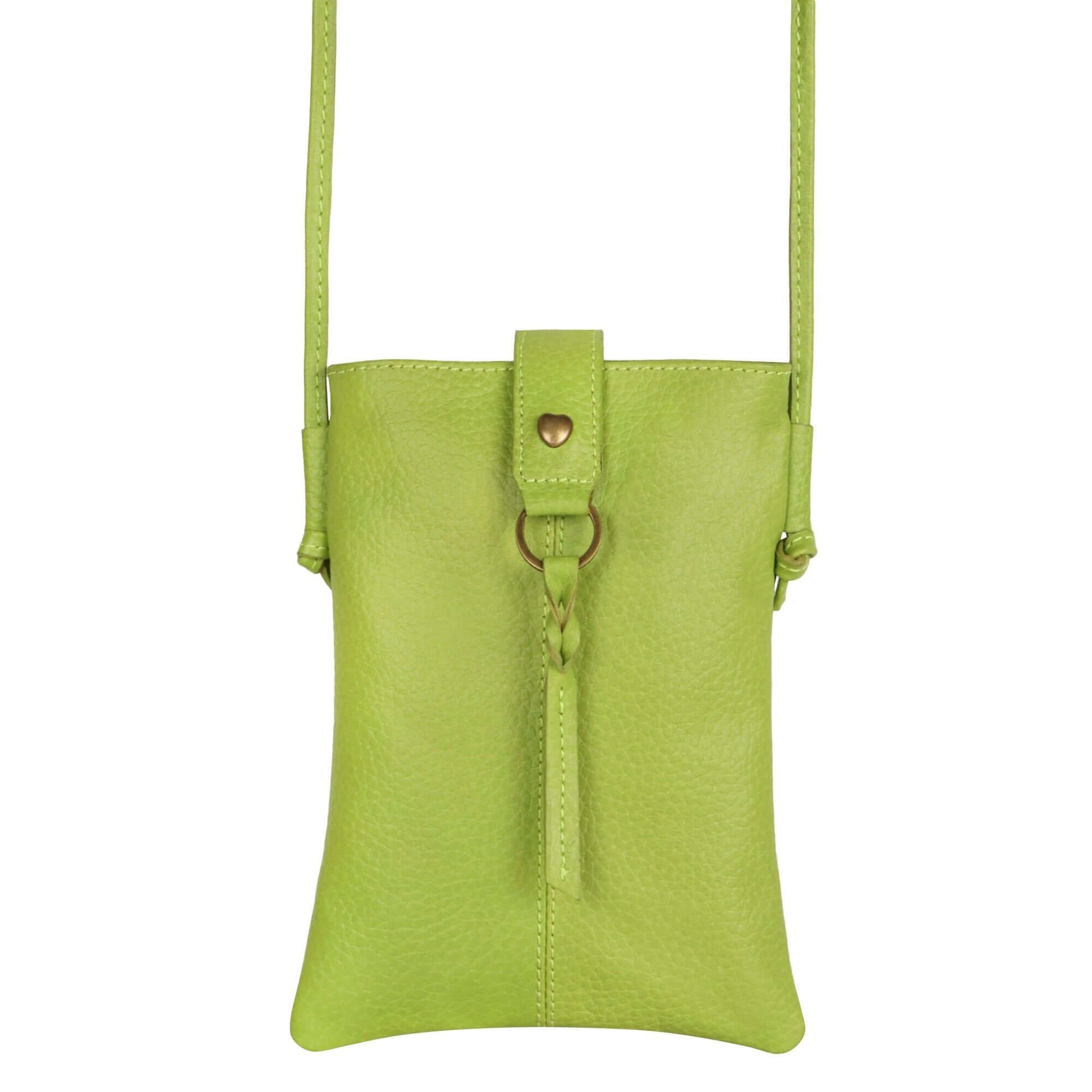 Jennie Small crossbody bag w/ slim strap closure & tassel - Lime Green