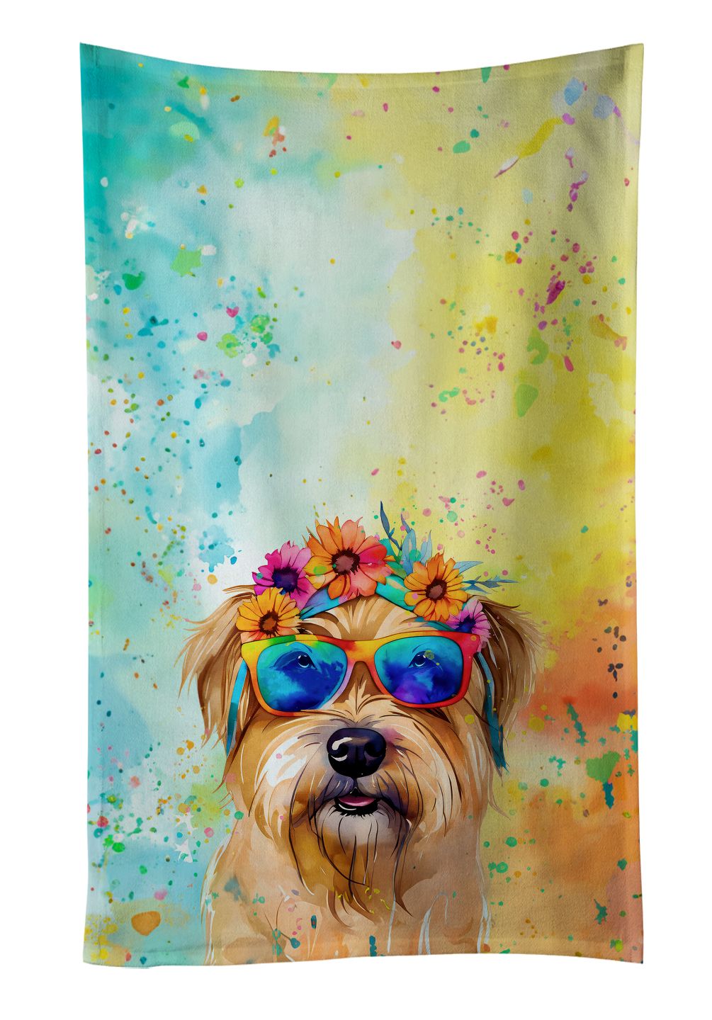 Cairn Terrier Hippie Dawg Kitchen Towel Dish Cloths Guest Hand Towel Decorative Bathroom Towel for Face,Tea, Dishcloth, Kitchen and Bath