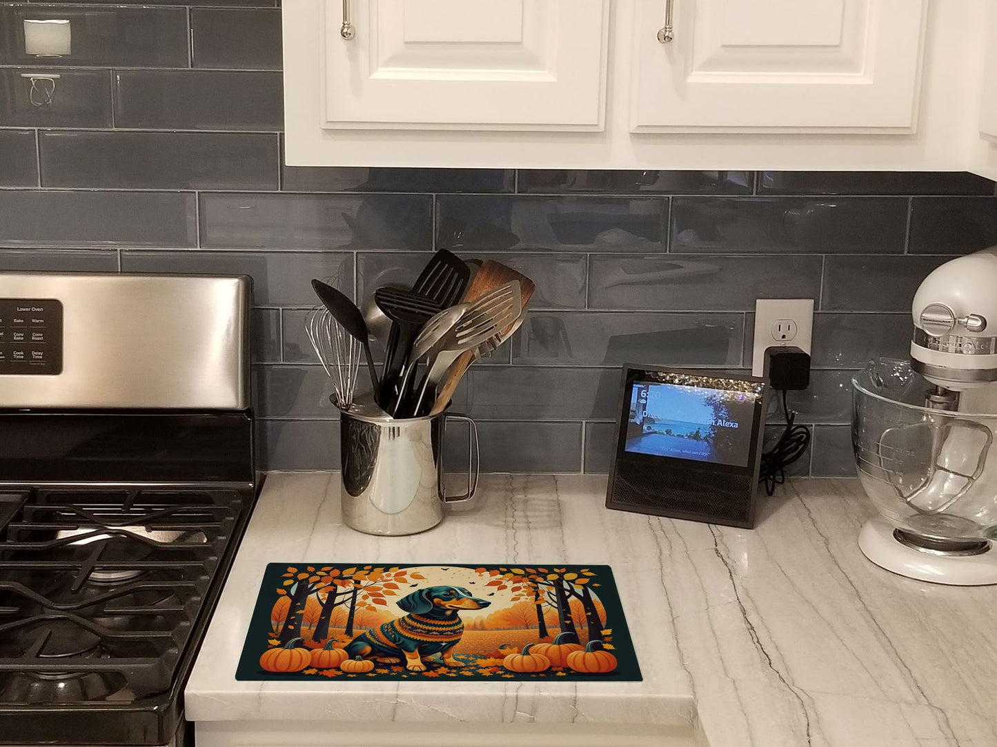 NEW Dachshund Fall Glass Cutting Board Decorative Tempered Glass Kitchen Cutting and Serving Board Large Size Chopping Board