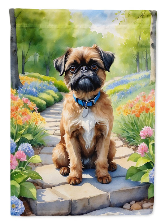 Brussels Griffon Spring Path Garden Flag Mailbox Flag Decorative Yard Flag Banner Outside Patio Artwork Yard Flower Beds, Garden Size, Multicolor