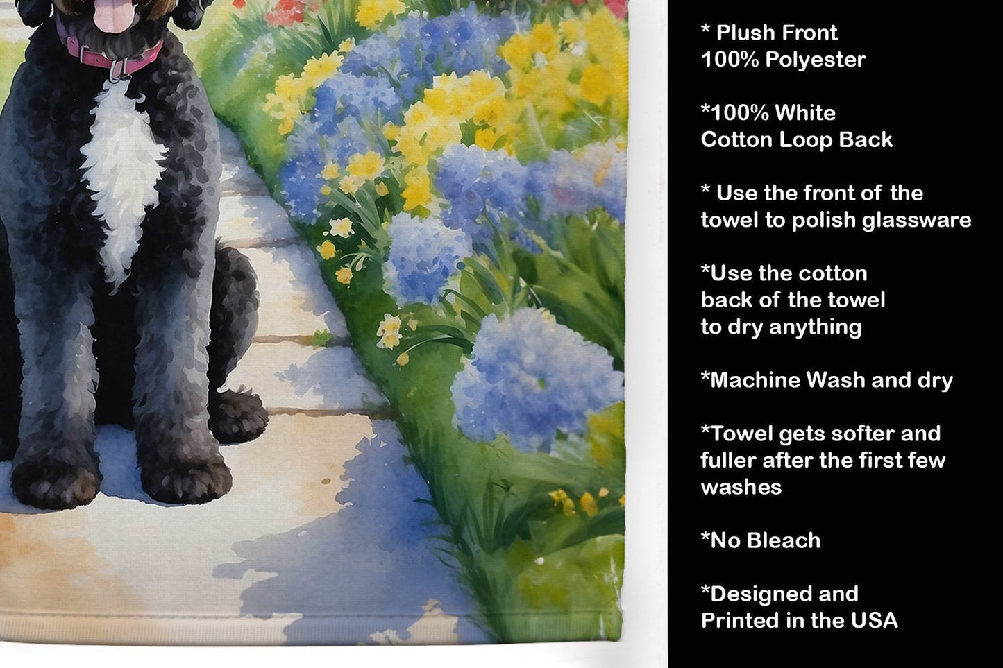 Portuguese Water Dog Spring Path Kitchen Towel Dish Cloths Guest Hand Towel Decorative Bathroom Towel for Face,Tea, Dishcloth, Kitchen and Bath