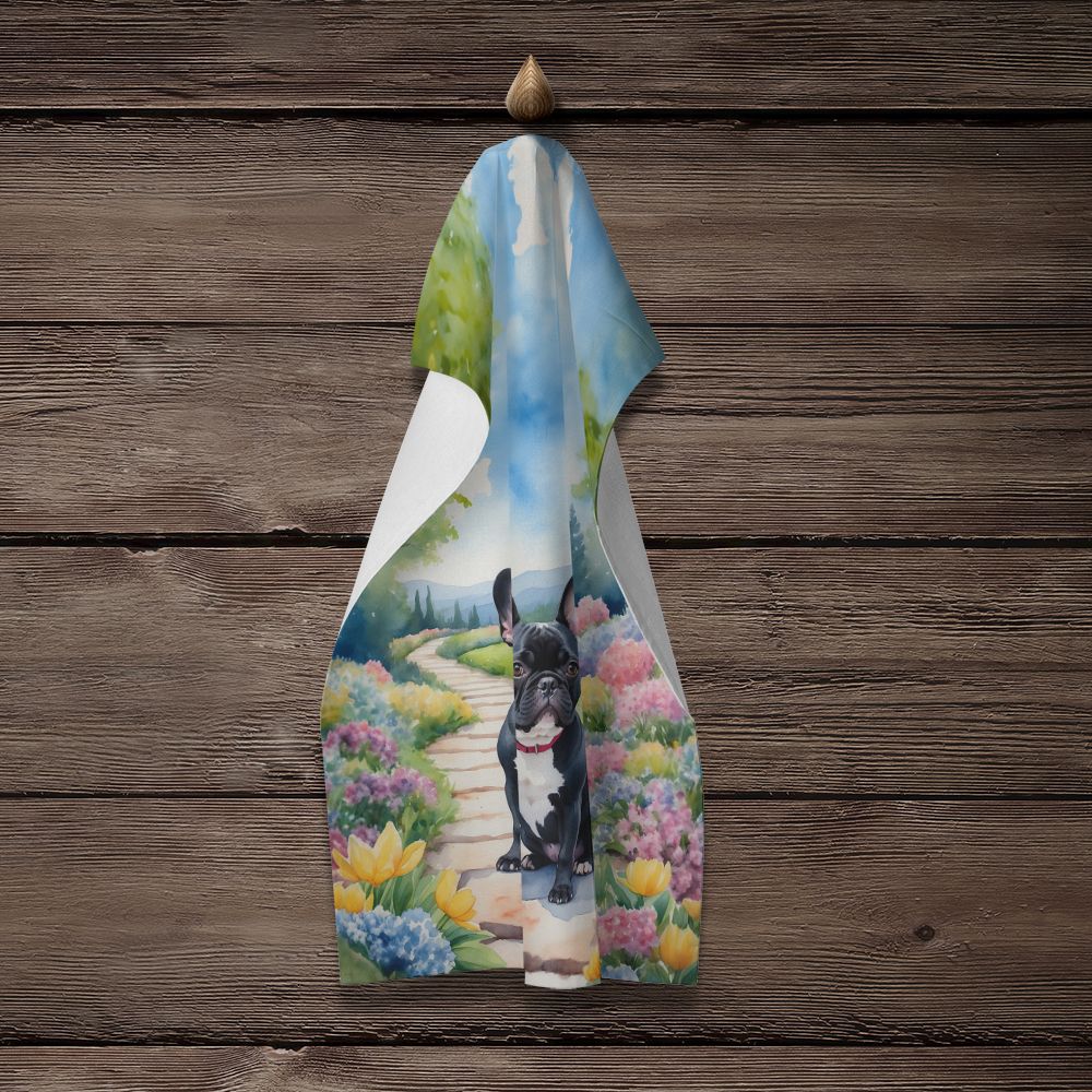 French Bulldog Spring Path Kitchen Towel Dish Cloths Guest Hand Towel Decorative Bathroom Towel for Face,Tea, Dishcloth, Kitchen and Bath