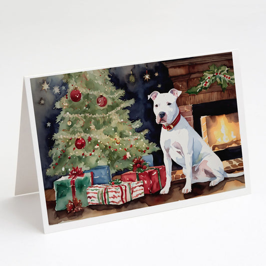 NEW White Pit Bull Terrier Christmas Greeting Cards Pack of 8 Blank Cards with Envelopes Whimsical A7 Size 5x7 Blank Note Cards