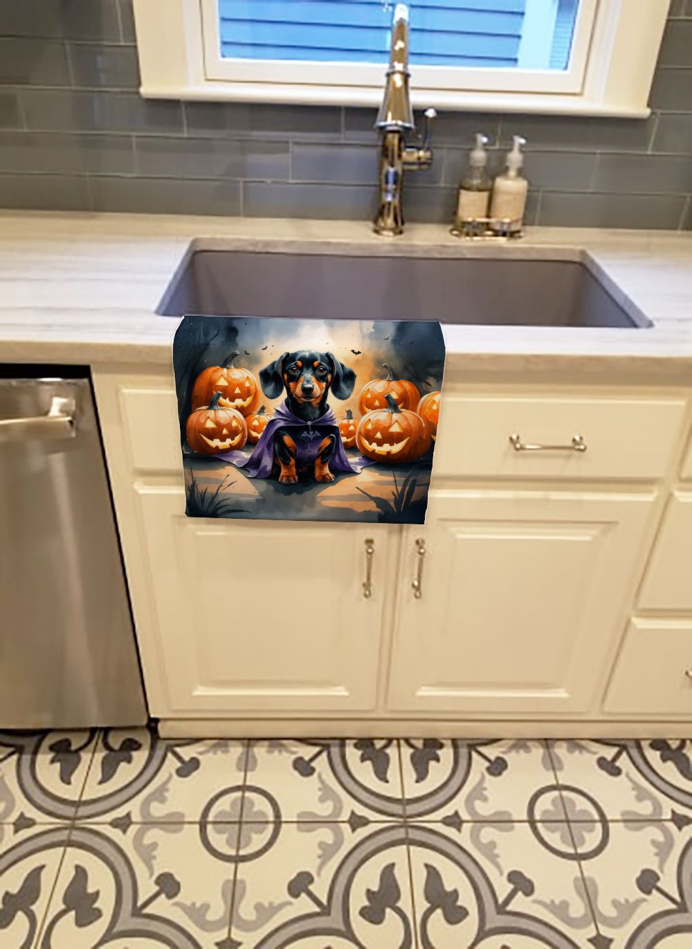 Dachshund Puppy Halloween Kitchen Towel Dish Cloths Guest Hand Towel Decorative Bathroom Towel for Face,Tea, Dishcloth, Kitchen and Bath