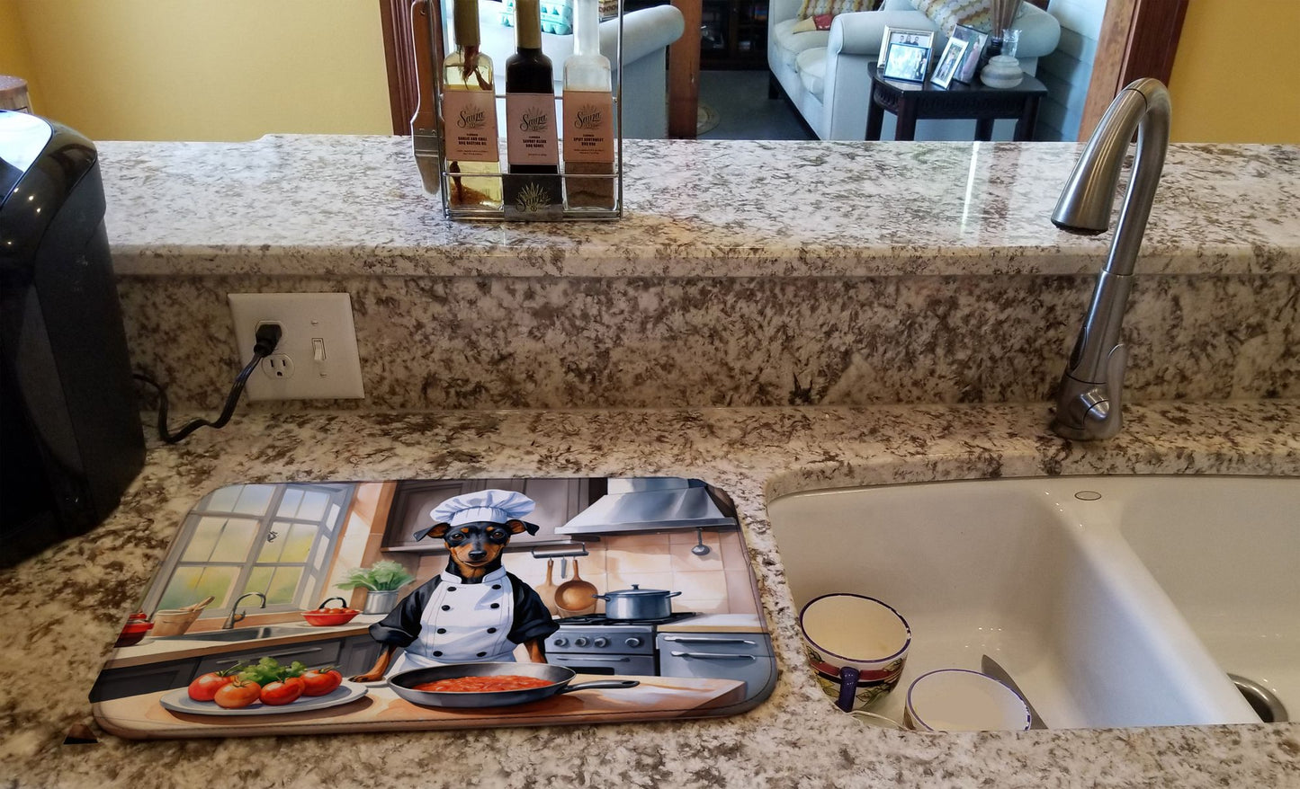 Manchester Terrier The Chef Dish Drying Mat Absorbent Dish Drying Mat Pad for Kitchen Counter Dish Drainer Mat for Countertop, 14 x 21", Multicolor