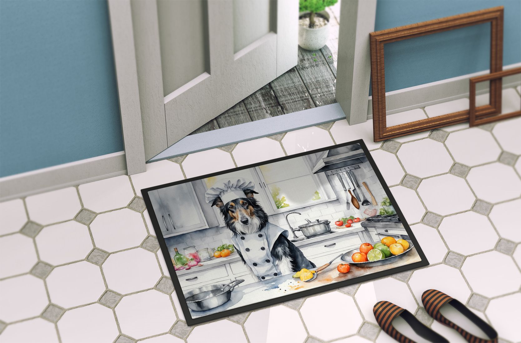 Borzoi The Chef Doormat Front Door Mat Indoor Outdoor Rugs for Entryway, Non Slip Washable Low Pile, 24H X 36W