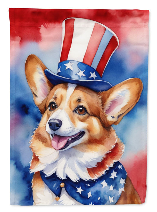 Corgi Patriotic American House Flag Large Porch Sleeve Pole Decorative Outside Yard Banner Artwork Wall Hanging, Polyester, House Size, Multicolor