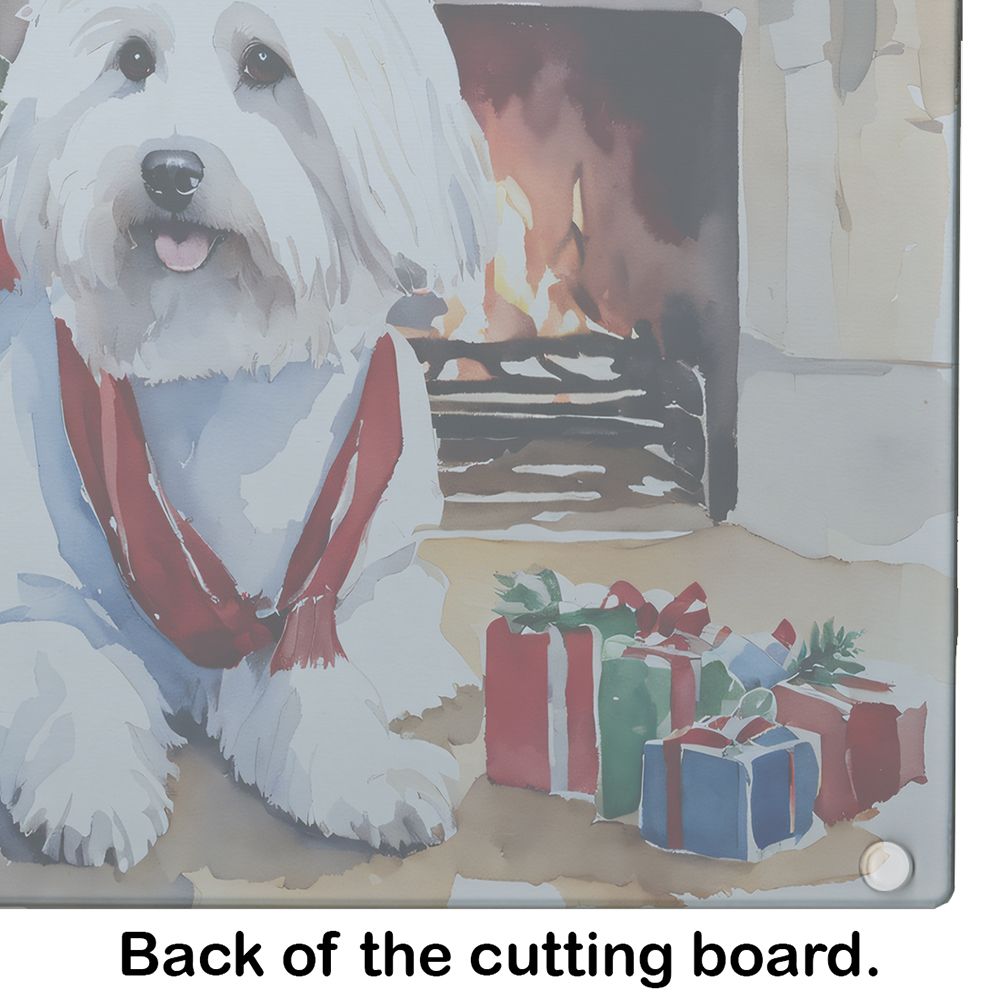 NEW Coton De Tulear Cozy Christmas Glass Cutting Board Decorative Tempered Glass Kitchen Cutting and Serving Board Large Size Chopping Board