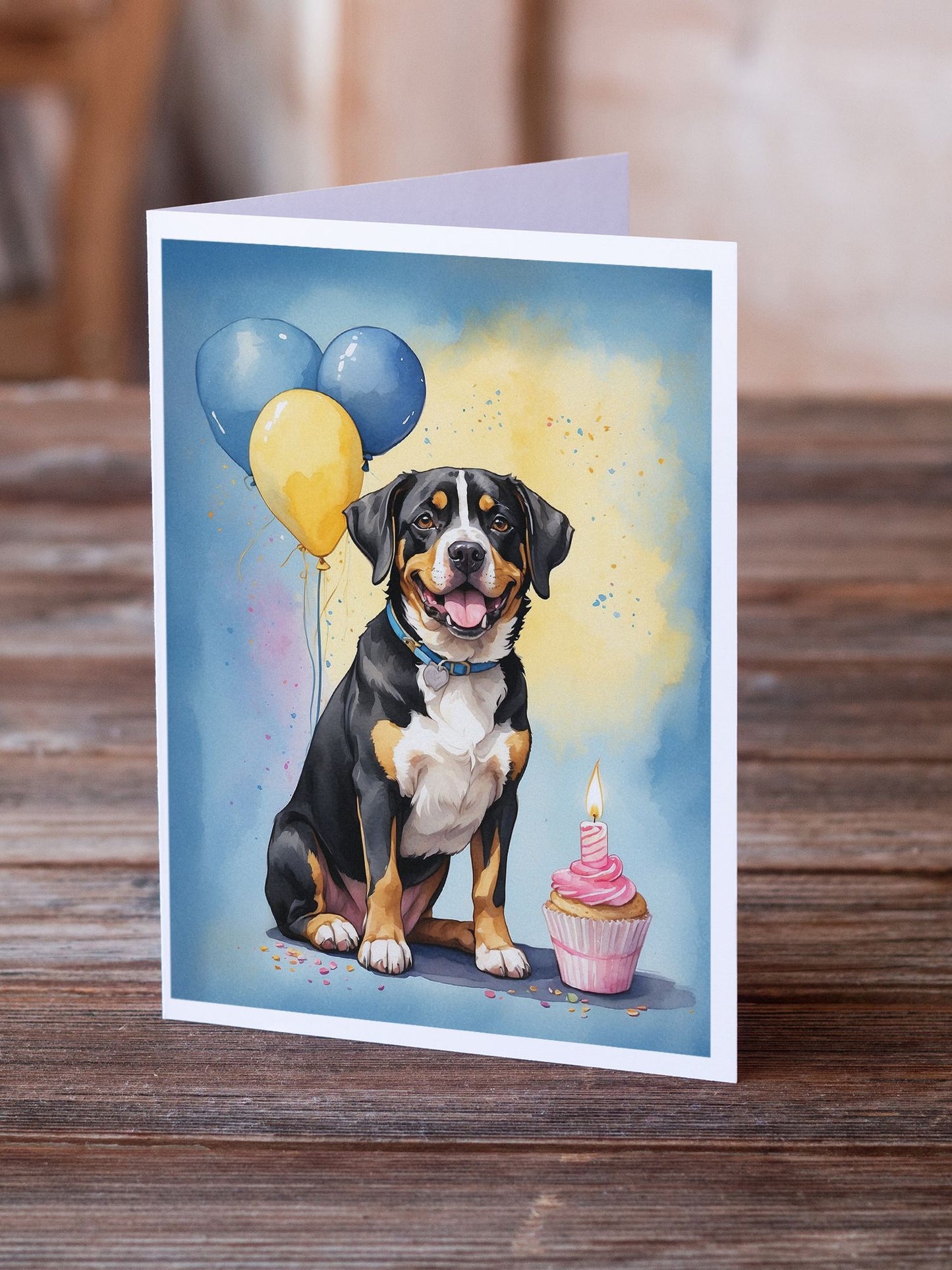 Entlebucher Mountain Dog Happy Birthday Greeting Cards Pack of 8 Blank Cards with Envelopes Whimsical A7 Size 5x7 Blank Note Cards