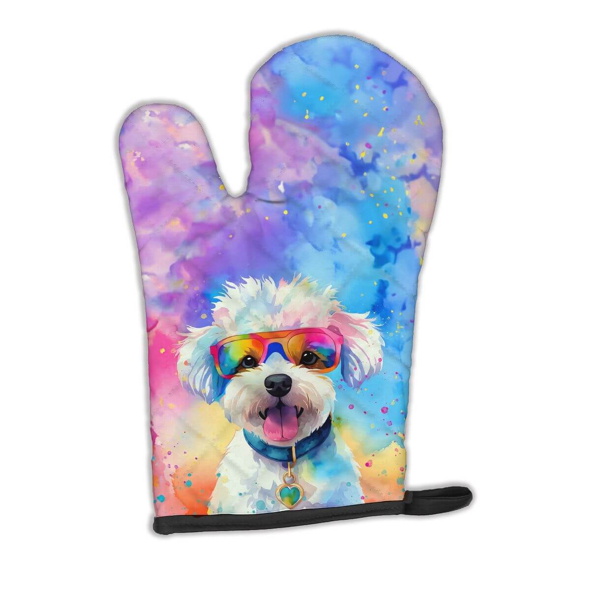 Bichon Frise Hippie Dawg Oven Mitt Heat Resistant Thick Oven Mitt for Hot Pans and Oven, Kitchen Mitt Protect Hands, Cooking Baking Glove