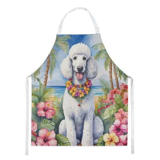 White Poodle Luau Apron Cooking Kitchen Server Baking Crafts Gardening for Adult Women Men, Unisex, Large, Multicolor