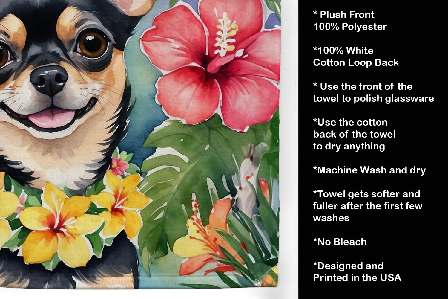 Chihuahua Luau Kitchen Towel Dish Cloths Guest Hand Towel Decorative Bathroom Towel for Face,Tea, Dishcloth, Kitchen and Bath