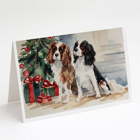 Cavalier Spaniel Christmas Greeting Cards Pack of 8 Blank Cards with Envelopes Whimsical A7 Size 5x7 Blank Note Cards