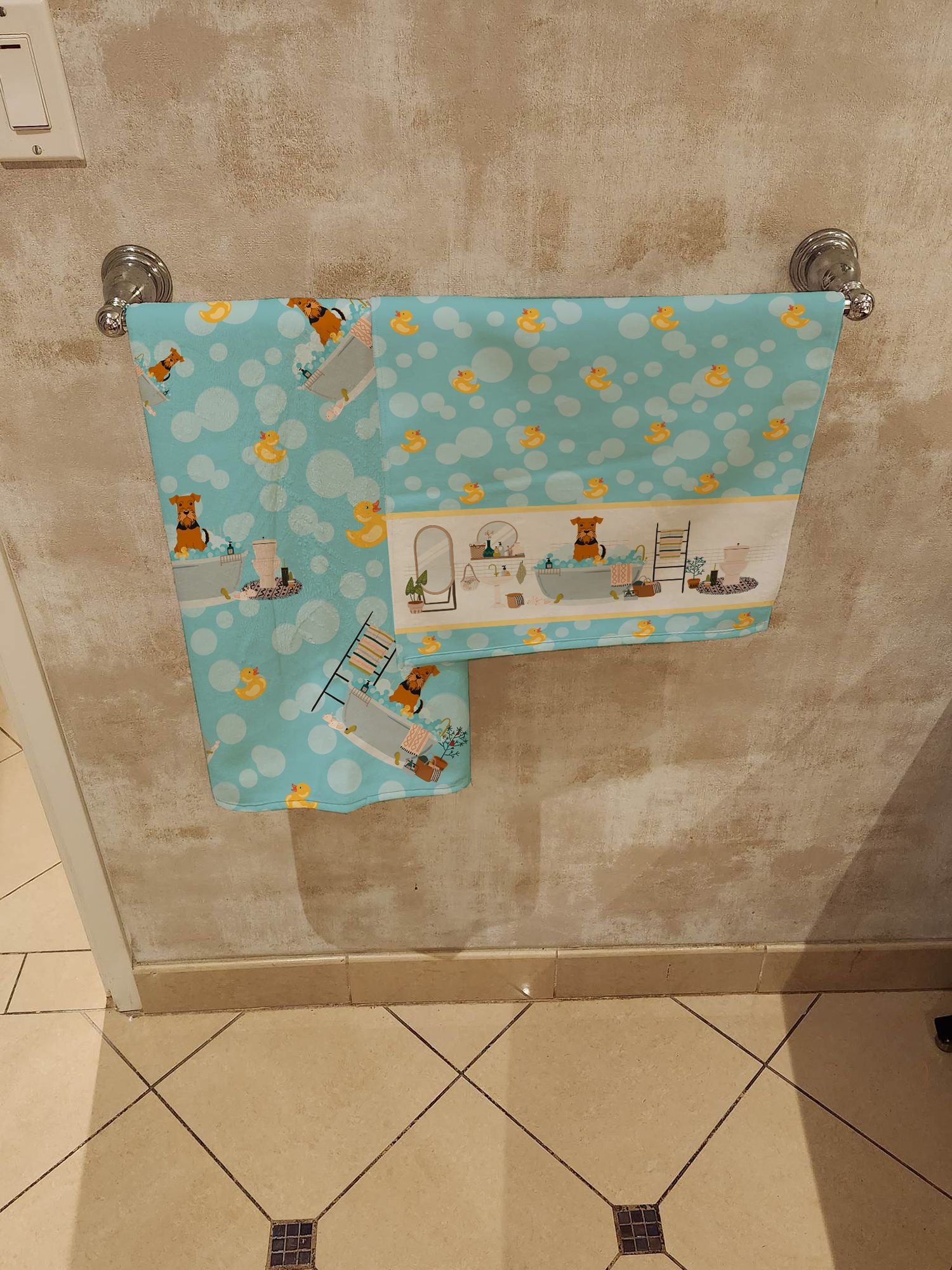 Airedale in Bathtub Bath Towel Large Oversized Plush Fitness Body Towel, Ultra Soft Absorbent Quick Drying, 42"L x 24"W