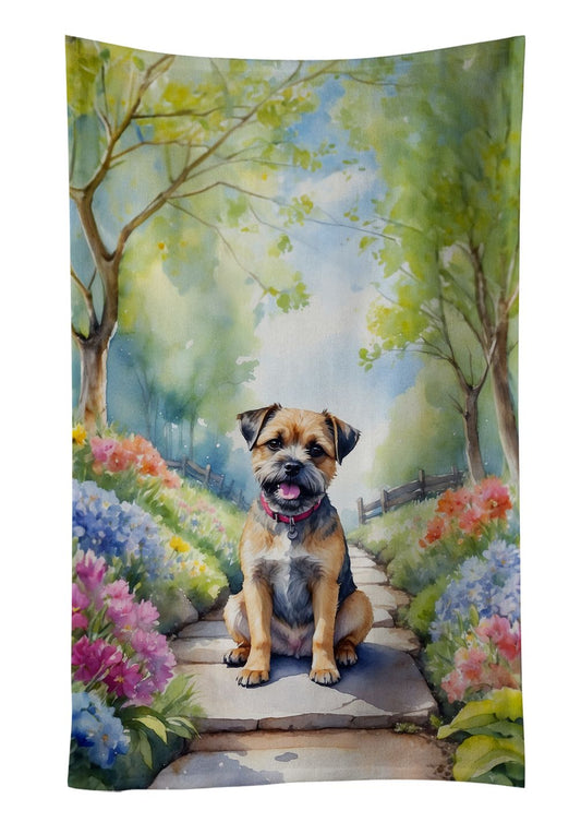 Border Terrier Spring Path Kitchen Towel Dish Cloths Guest Hand Towel Decorative Bathroom Towel for Face,Tea, Dishcloth, Kitchen and Bath