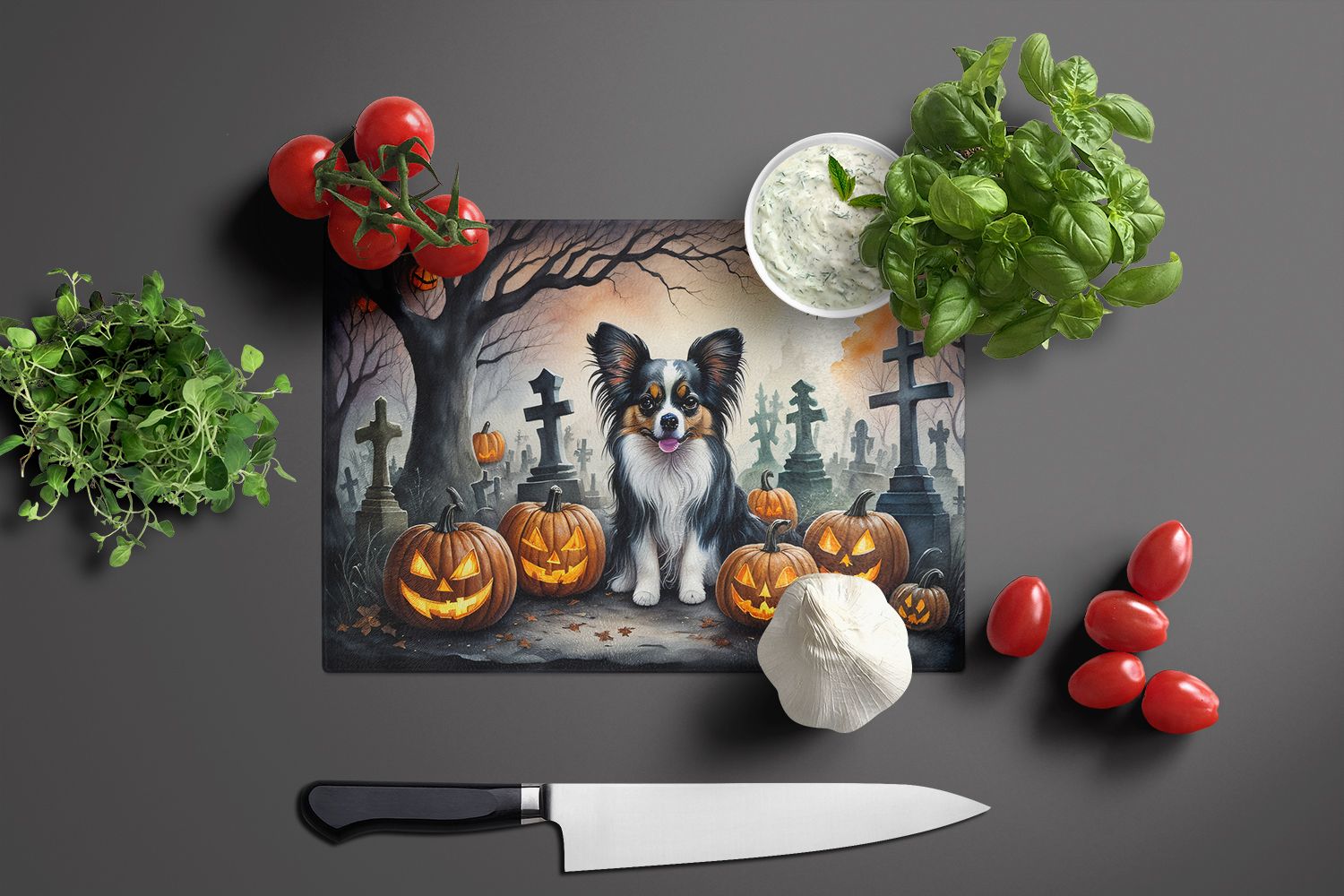 NEW Papillon Spooky Halloween Glass Cutting Board Decorative Tempered Glass Kitchen Cutting and Serving Board Large Size Chopping Board