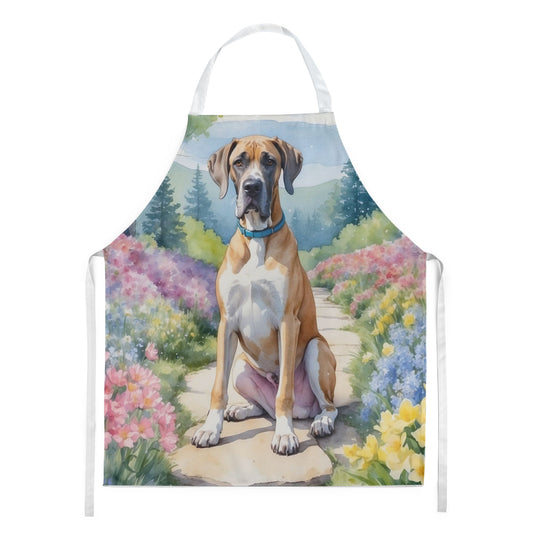 Great Dane Spring Path Apron Cooking Kitchen Server Baking Crafts Gardening for Adult Women Men, Unisex, Large, Multicolor