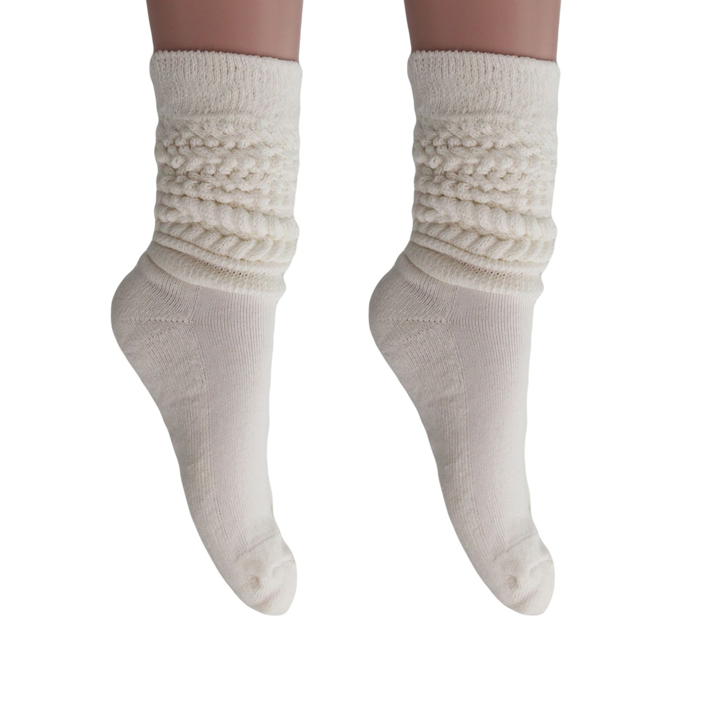 Women's Extra Long Slouch Scrunch Socks Knee High, Cotton Blend, Pack of 2, Fits Shoe Sizes 5-10, 80s Style, 28 Colors
