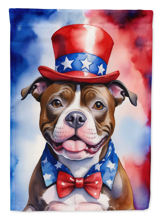 Staffordshire Bull Terrier Patriotic American Garden Flag Mailbox Flag Decorative Yard Flag Banner Outside Patio Artwork Yard Flower Beds, Garden Size, Multicolor