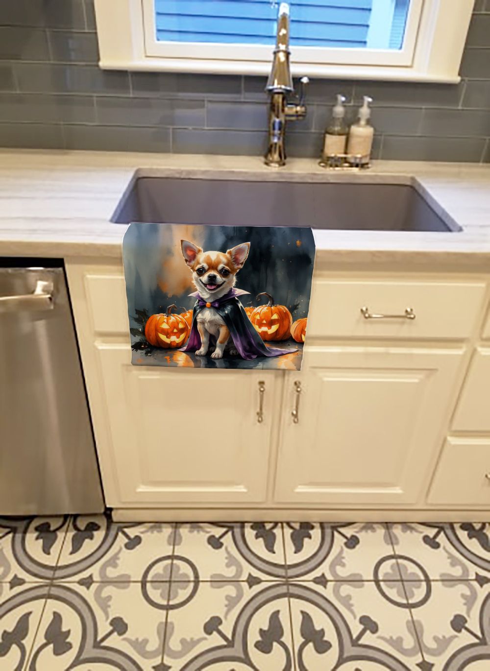 Chihuahua Puppy Halloween Kitchen Towel Dish Cloths Guest Hand Towel Decorative Bathroom Towel for Face,Tea, Dishcloth, Kitchen and Bath