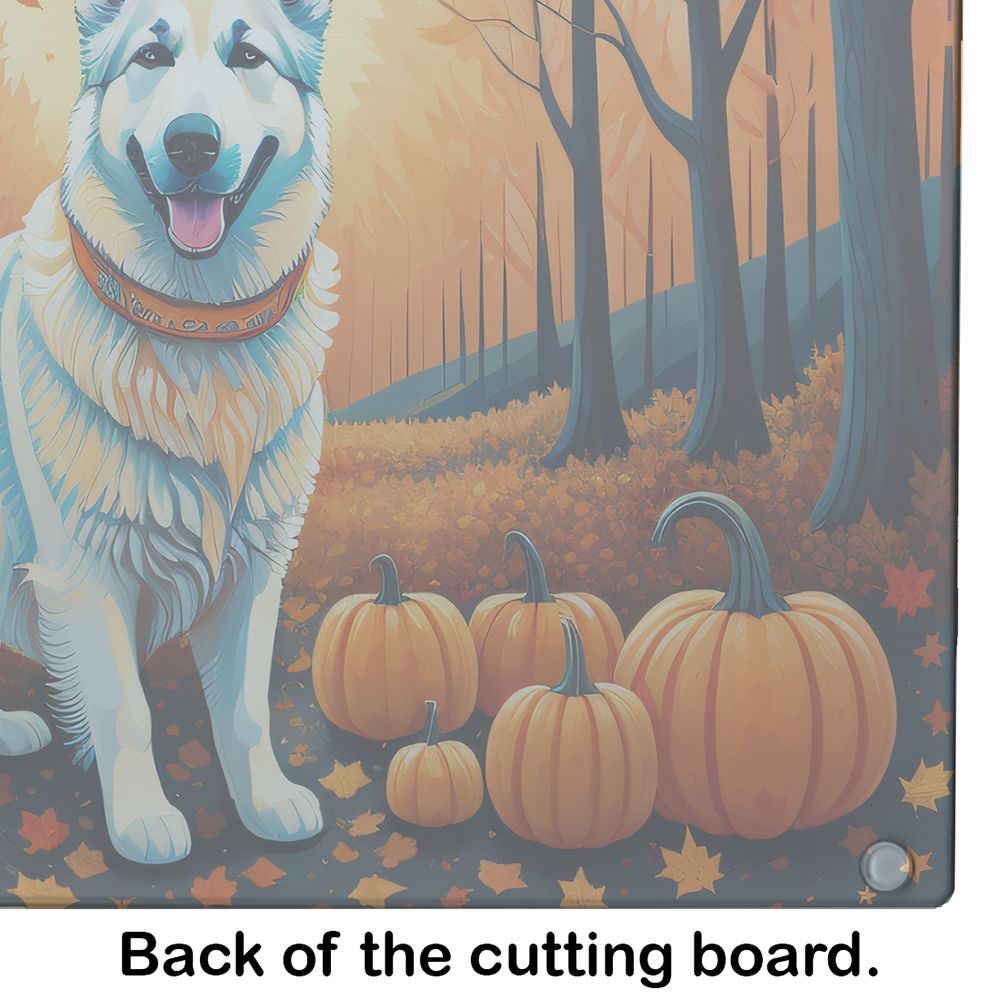 NEW White German Shepherd Fall Glass Cutting Board Decorative Tempered Glass Kitchen Cutting and Serving Board Large Size Chopping Board