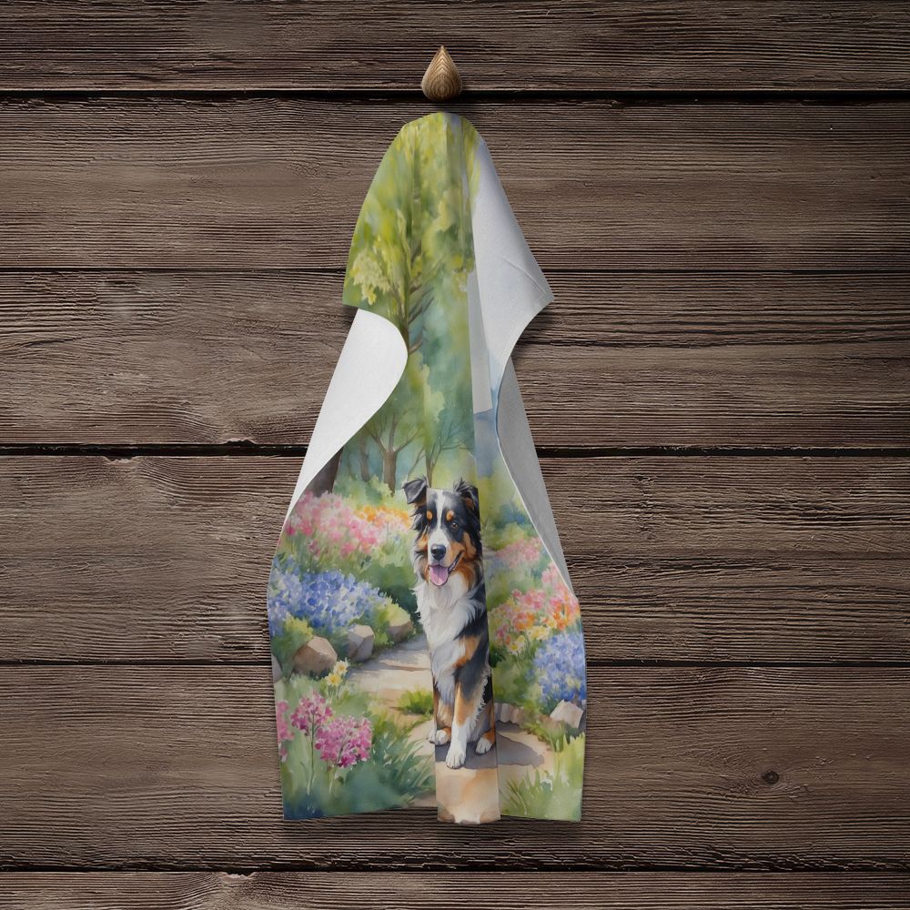Australian Shepherd Spring Garden Kitchen Towel Dish Cloths Guest Hand Towel Decorative Bathroom Towel for Face,Tea, Dishcloth, Kitchen and Bath