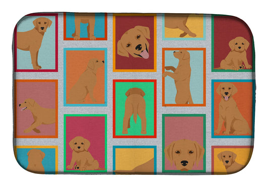 Lots of Red Fox Labrador Retriever Dish Drying Mat Absorbent Dish Drying Mat Pad for Kitchen Counter Dish Drainer Mat for Countertop, 14 x 21", Multicolor