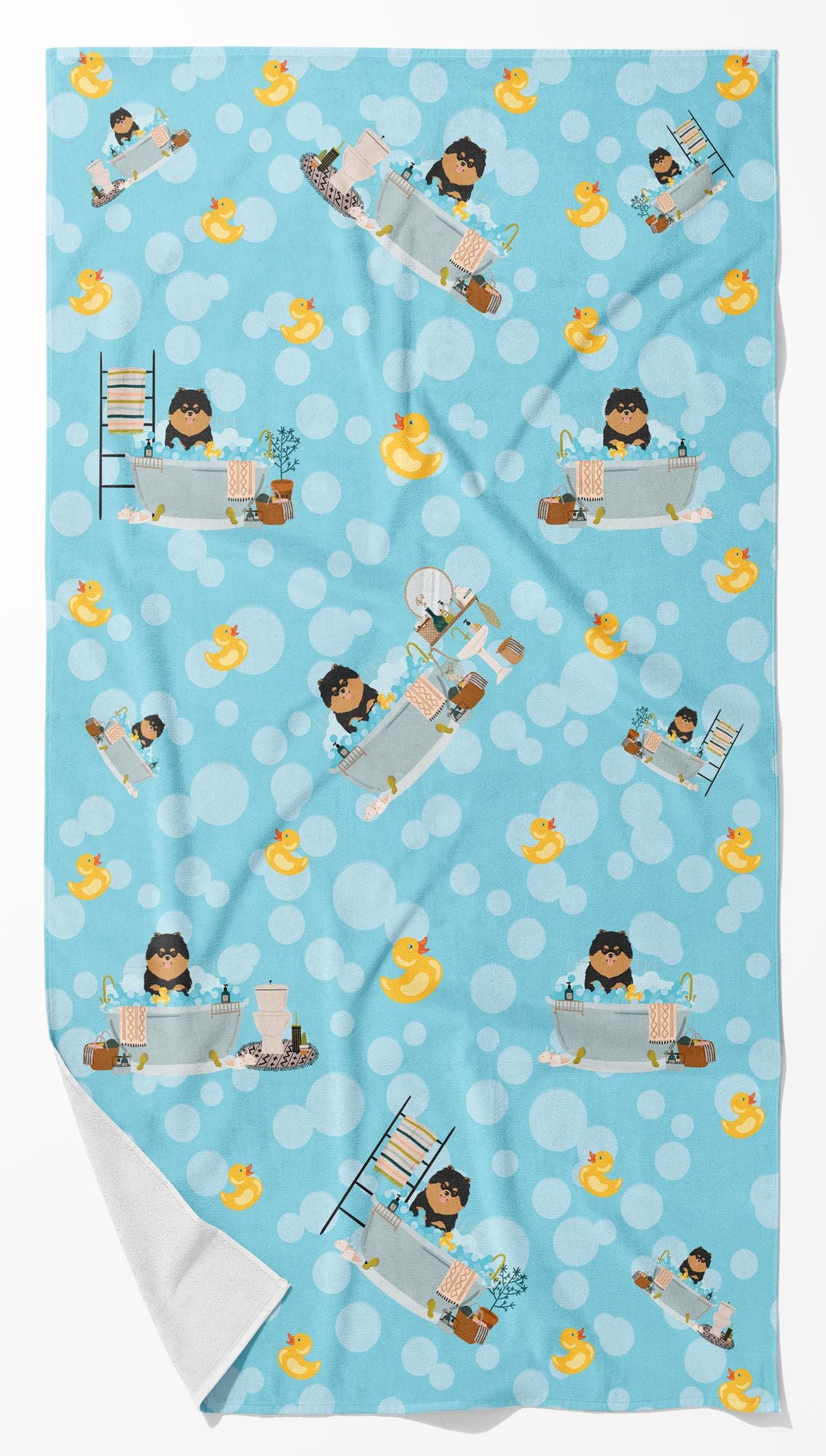 Black and Tan Pomeranian Bath Towel Large Oversized Plush Fitness Body Towel, Ultra Soft Absorbent Quick Drying, 42"L x 24"W