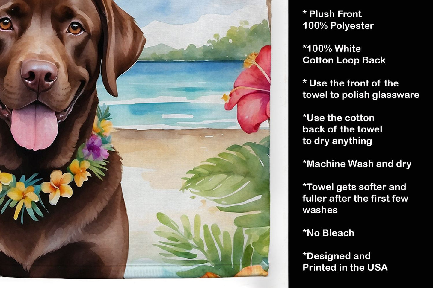 Chocolate Labrador Retriever Luau Kitchen Towel Dish Cloths Guest Hand Towel Decorative Bathroom Towel for Face,Tea, Dishcloth, Kitchen and Bath