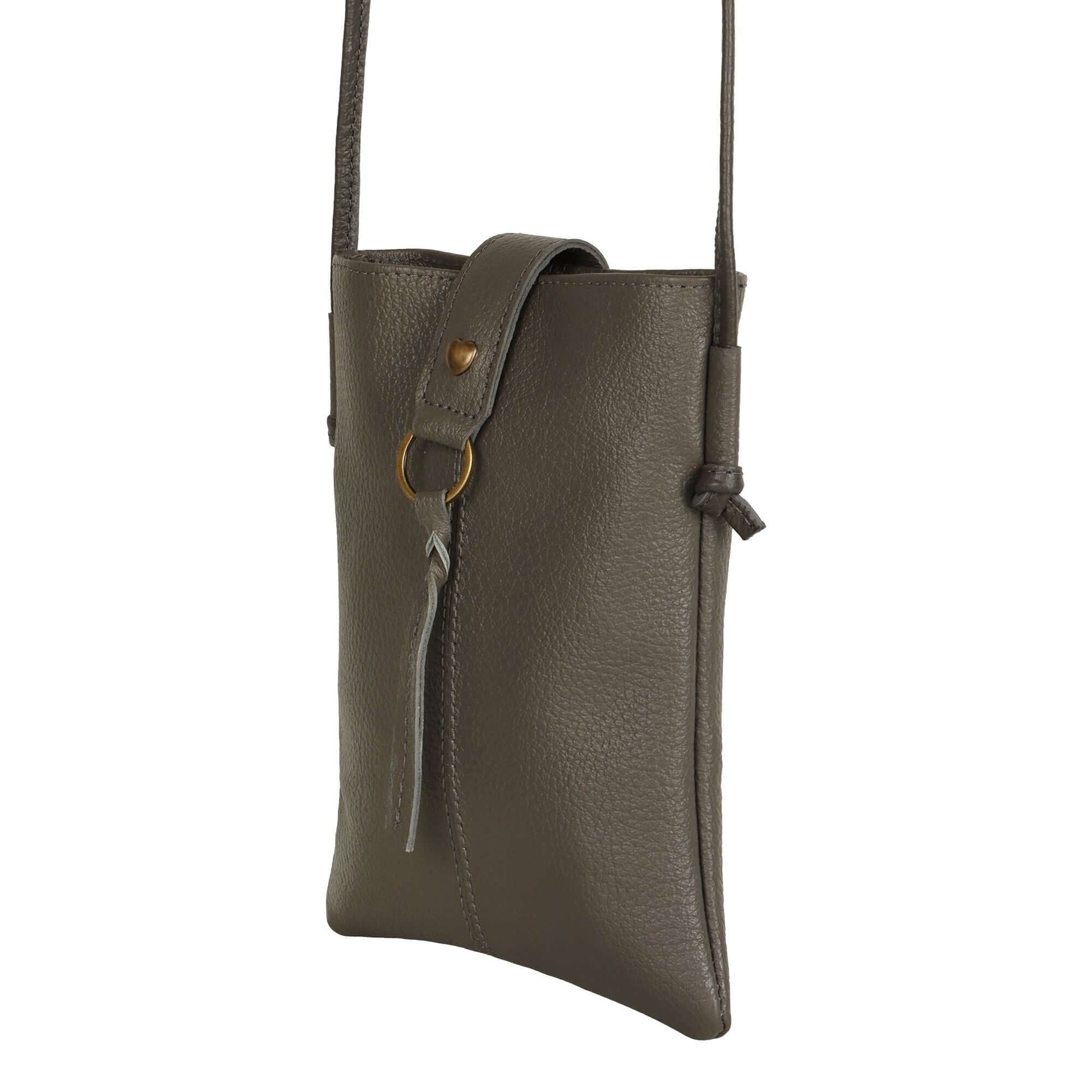 Jennie Small crossbody bag w/ slim strap closure & tassel - Ash Grey