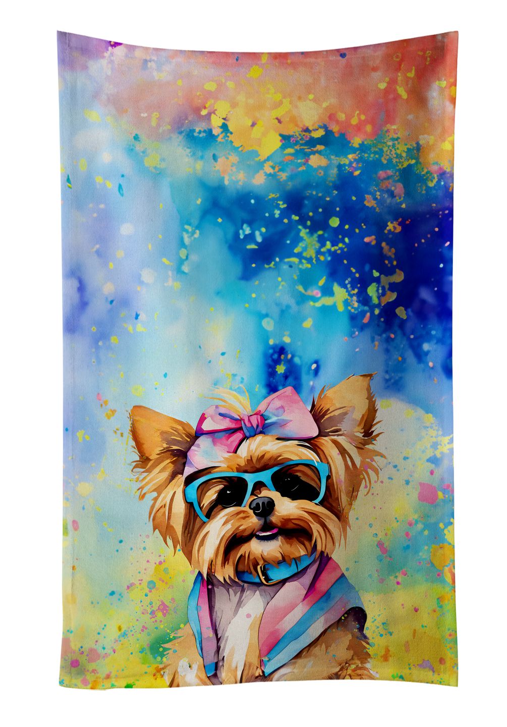 Yorkshire Terrier Hippie Dawg Kitchen Towel Dish Cloths Guest Hand Towel Decorative Bathroom Towel for Face,Tea, Dishcloth, Kitchen and Bath