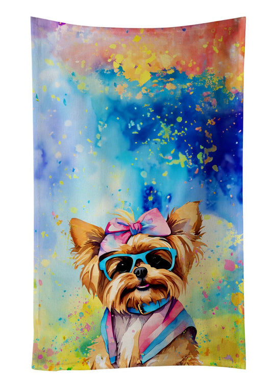 Yorkshire Terrier Hippie Dawg Kitchen Towel Dish Cloths Guest Hand Towel Decorative Bathroom Towel for Face,Tea, Dishcloth, Kitchen and Bath