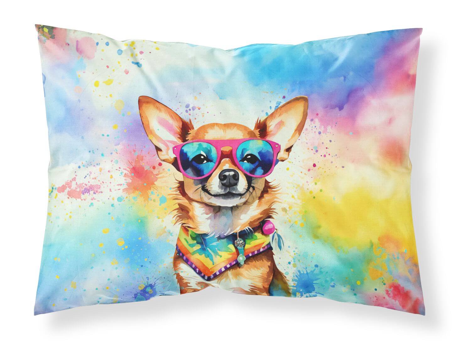 Chihuahua Hippie Dawg Standard Pillowcase Lightweight Super Soft Easy Care Decorative Artwork Pillowcase, Standard